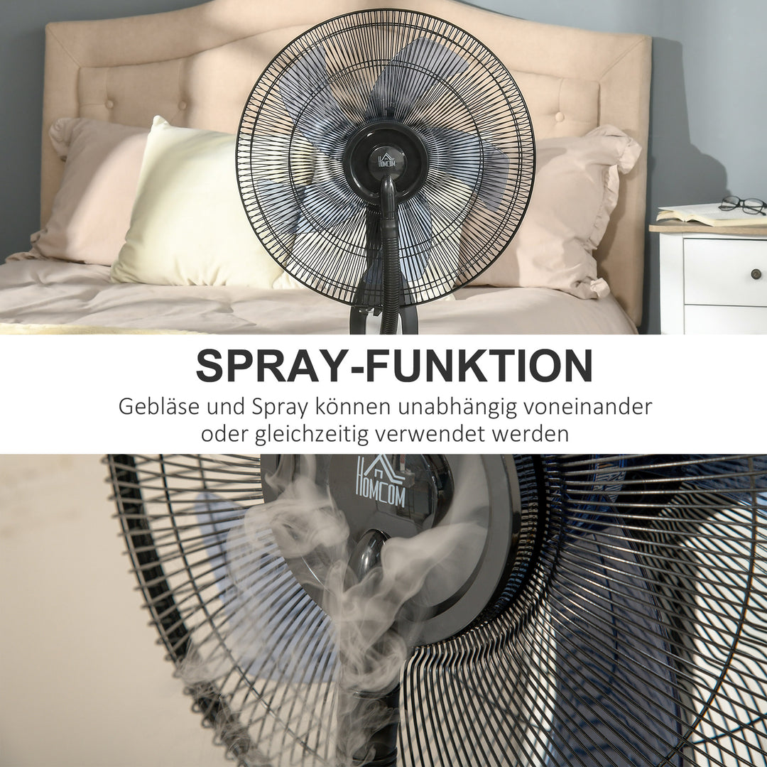 Vandkølet piedestalventilator med justerbar tågefunktion, 3 hastigheder, 2,8 L vandtank, 70° oscillation, 90 W vandventilator med hjul, 120 cm