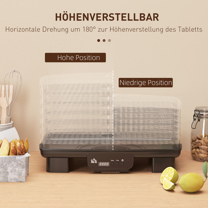 Dehydrator, 6 niveauer, varmluftcirkulation, 40-70°c, 43 x 29,5 x 28 cm, sort