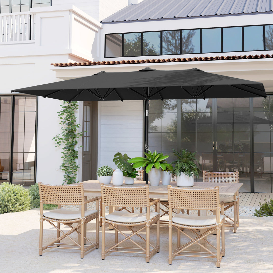 Stor parasol, højdejusterbar, vipbar, 150x295x170-214 cm, grå