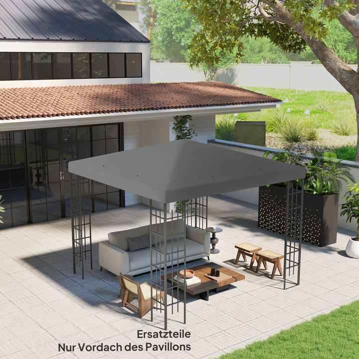 3 x 3 m reservepresenning til pavillon, presenning til havepavillon, med drænhuller, UPF30+, mørkegrå