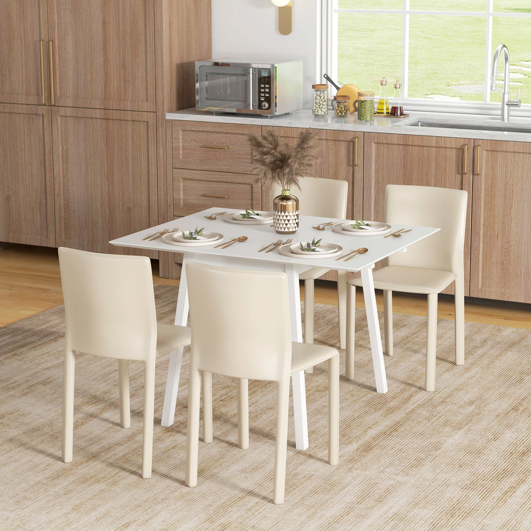 Spisebord, foldbart køkkenbord, 2 foldbare overflader, 110 x 86 x 75 cm, hvid
