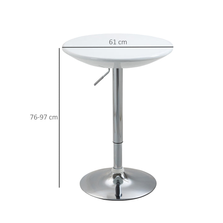 Barbord moderne spisebord højdejusterbart bistrobord højt bord diskbord skrivebord rundt metal abs lak hvid ø61 x 76-97 cm