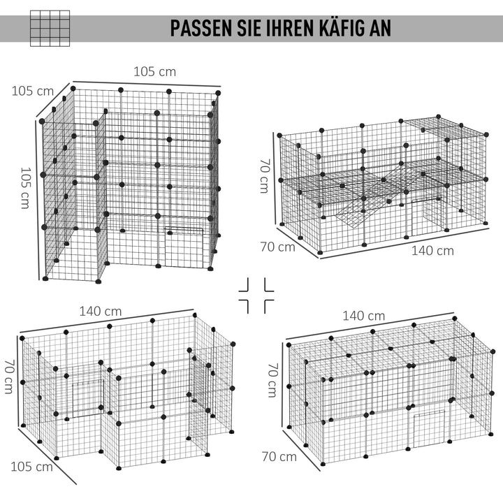 Udendørs indhegning legegård diy hvalpe legegård netindhegning til små dyr lavet af metal net barrieregitter små kæledyr legegård til indendørs 36 paneler sort 146 x 73 x 73 cm