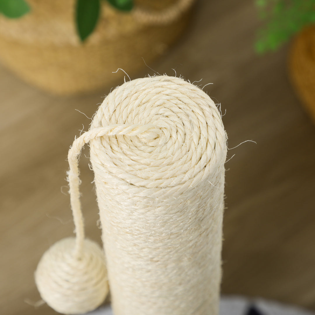 Kradsetræ med legebold, kompakt størrelse, robust jute-reb, lysegrå + beige, 35 x 35 x 62 cm