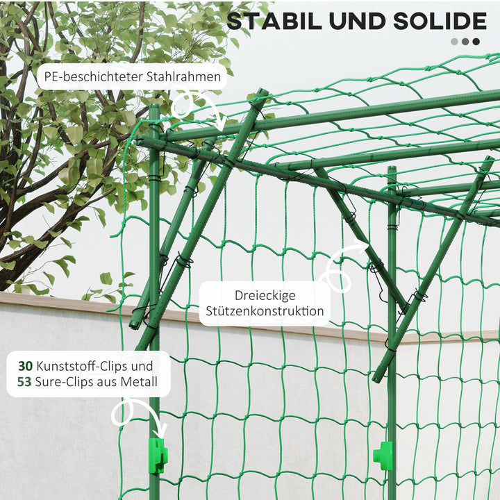 Stålespalier til stikkontakt, rustfri, klatrehjælp til klatreplanter, espalier, 223 x 223 x 223 cm, rosenbue, grøn