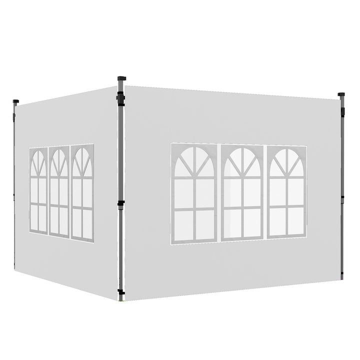 Sæt med 2 sidepaneler til 3x3/3x4 m pavillon, sidevæg med vindue, vandtæt, hvid