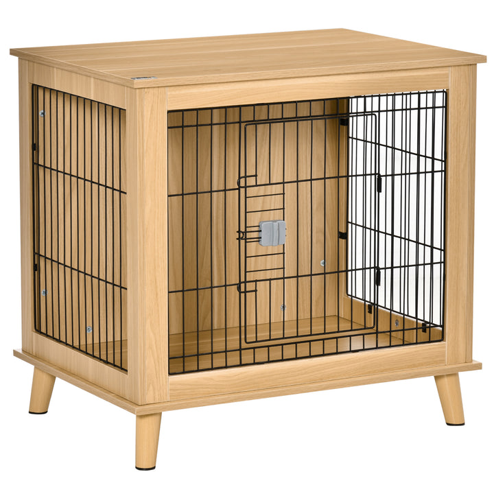 Trætransportkasse, hundebur 81 cm x 58,5 cm x 76 cm eg stål brun + sort