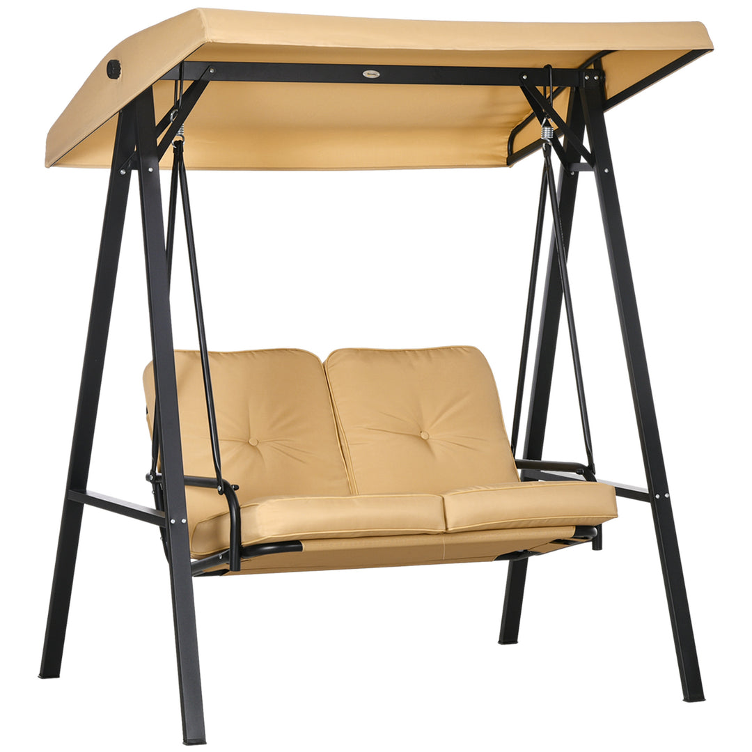 Hollywood gynge, 2-personers havegynge med justerbar baldakin, lasteevne op til 220 kg, 145 x 116 x 172 cm, beige