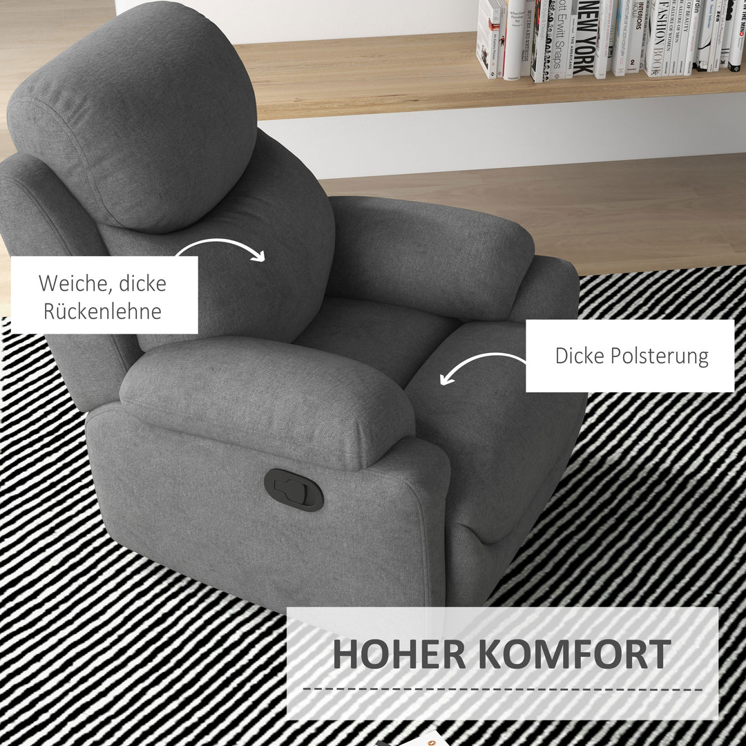 Lænestol tv-stol, lænefunktion hørlook, 93 cm x 88 cm x 102 cm, grå