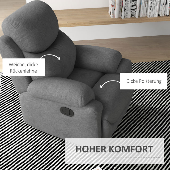 Lænestol tv-stol, lænefunktion hørlook, 93 cm x 88 cm x 102 cm, grå