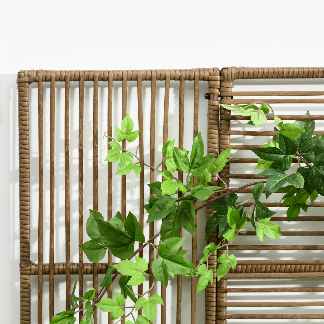 Blomsterkasse med espalier, vejrbestandig, polyrattan, 103 x 29 x 103 cm, sandfarvet