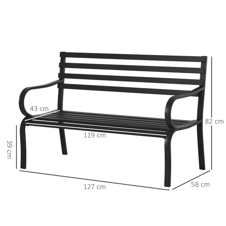 2-personers havebænk, 240 kg lasteevne, havemøbler egnet til indendørs og udendørs brug, 127 x 58 x 82 cm, sort