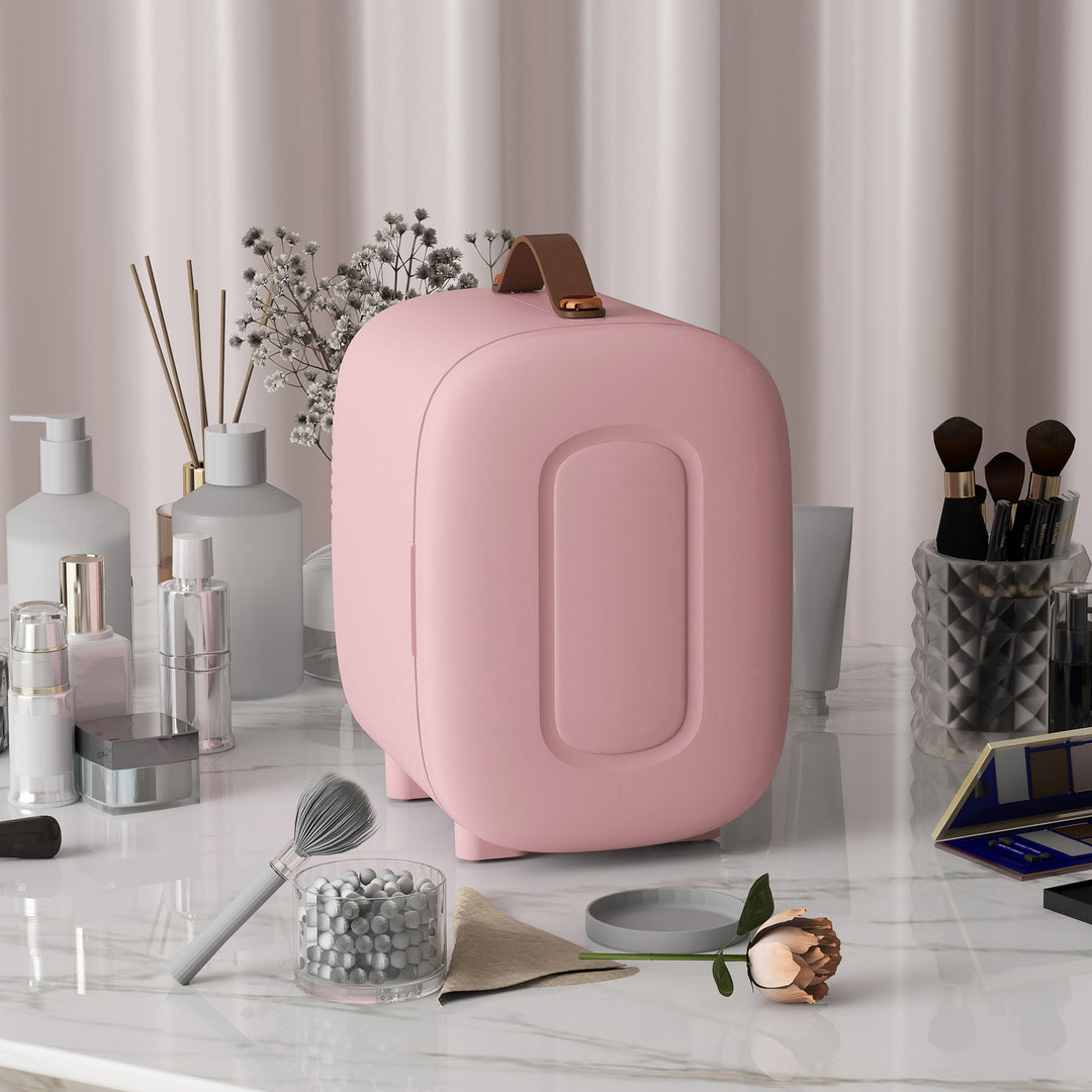 Minikøleskab beauty fridge, 4 l kapacitet, 20 x 26 x 28 cm, lyserød