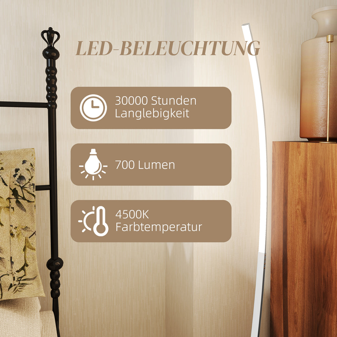 Led-entrelampe med justerbar lysstyrke, moderne gulvlampe med fodkontakt til soveværelse, stue, sølv