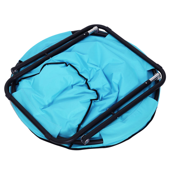 Foldbar campingstol med ryglæn, foldbar stol op til 120 kg, polstret månestol ekstra bred, foldbar udendørsstol til have, balkon, camping, blå