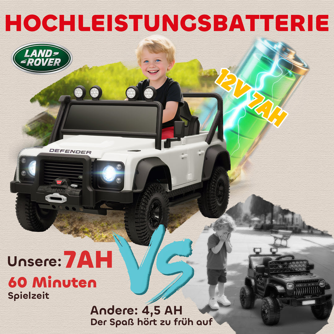 Elbil til børn, 12v batteridrevet, fjernbetjening, musikfunktion, horn, led-lys, hvid