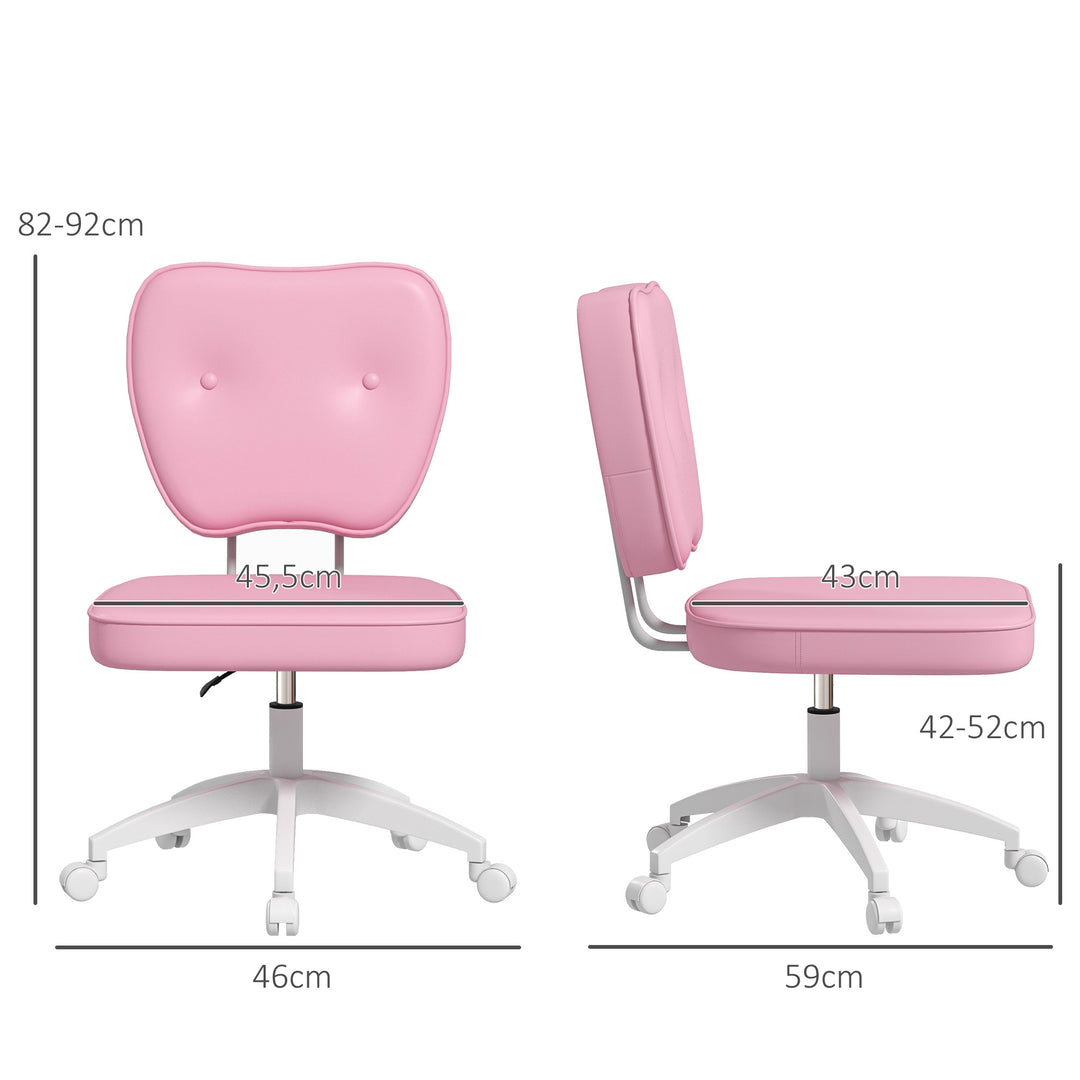 Kontorstol uden armlæn, højdejusterbar, drejelig, op til 120 kg, kunstlæder, pink