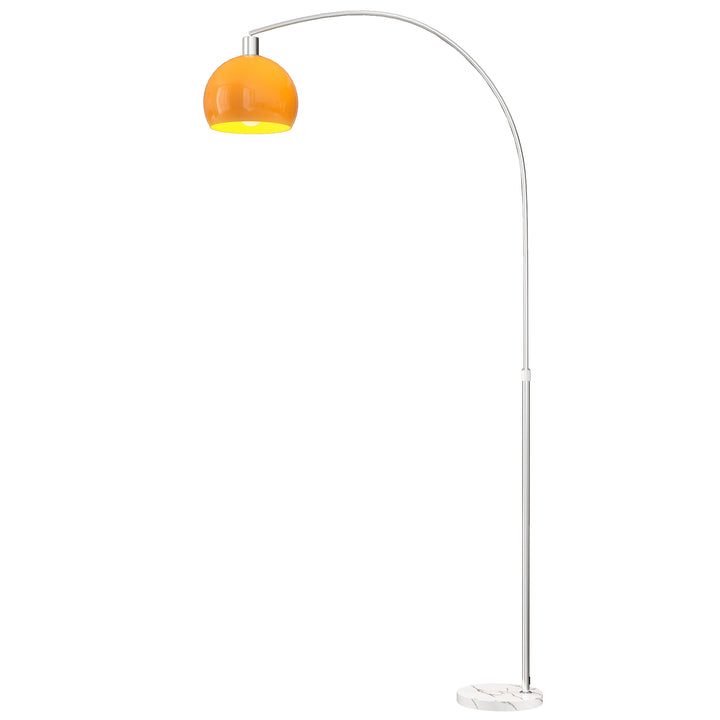 Bueformet gulvlampe med fodkontakt, lavet af marmor, metal og plastik, 26x90x180 cm, hvid og orange
