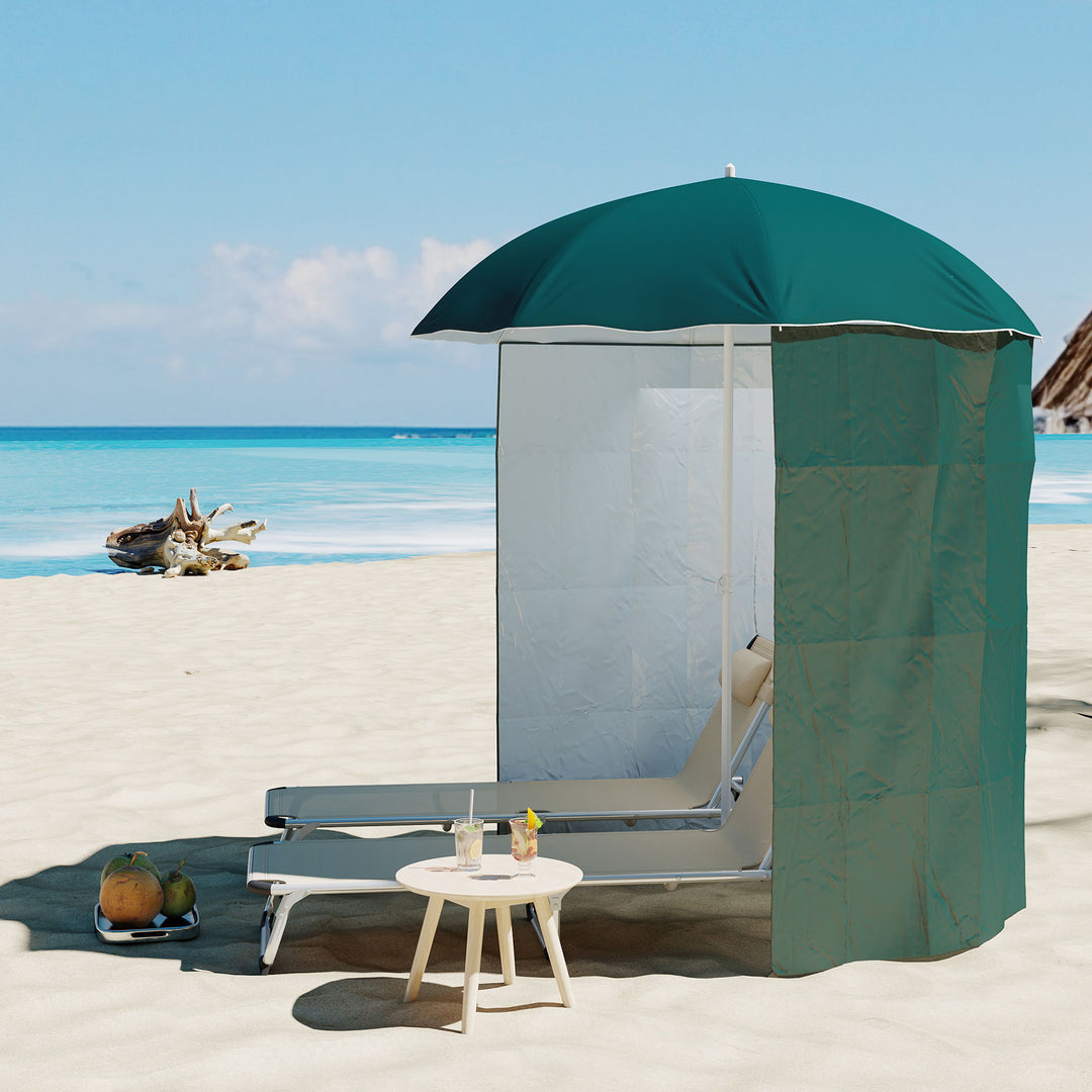 Strandparasol med sidepanel, polyester, mørkegrøn, 2,2 x H2,2m
