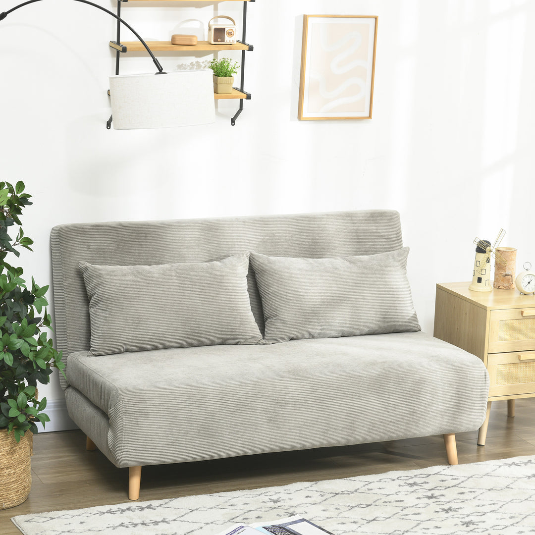 Sovesofa, gæsteseng, 3-positions justerbar ryglæn, linnedlook, op til 120 kg, 141 x 90 x 81 cm, grå