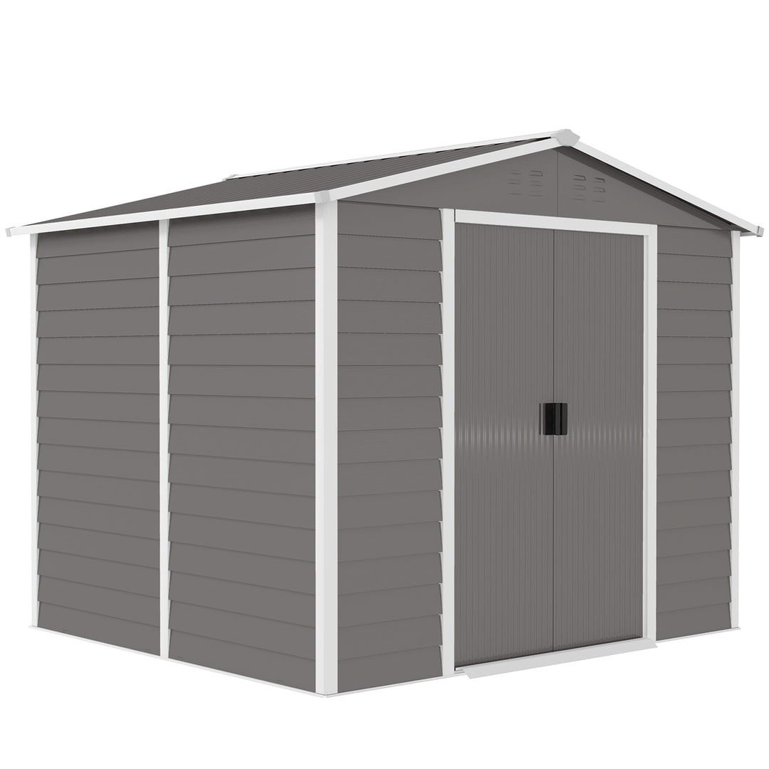 Metalhaveskur, vejrbestandigt og rustbestandigt, aflåseligt, 2,40 x 2,06 x 1,98 m, lysegrå