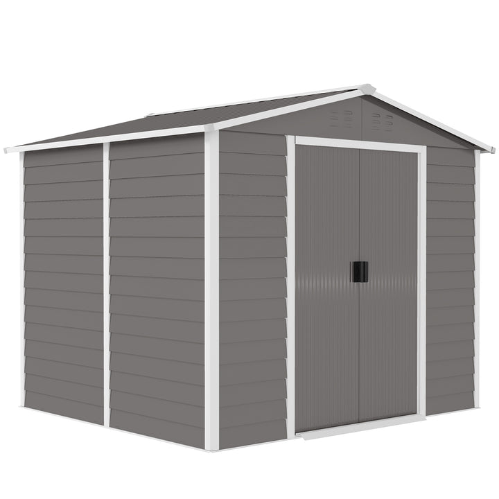 Metalhaveskur, vejrbestandigt og rustbestandigt, aflåseligt, 2,40 x 2,06 x 1,98 m, lysegrå