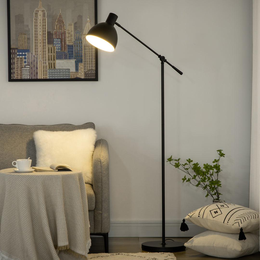 Industriel gulvlampe, højdejusterbar, med gulvkontakt; 30 m x 30 cm x 131 cm, sort