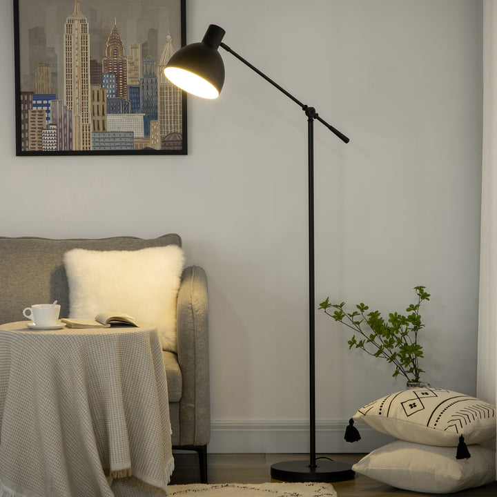 Industriel gulvlampe, højdejusterbar, med gulvkontakt; 30 m x 30 cm x 131 cm, sort