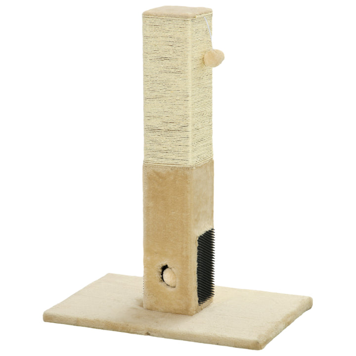 Kradsetræ til katte, 79 cm kradsetræ med jute reb, inkluderer legetøj, plys, beige