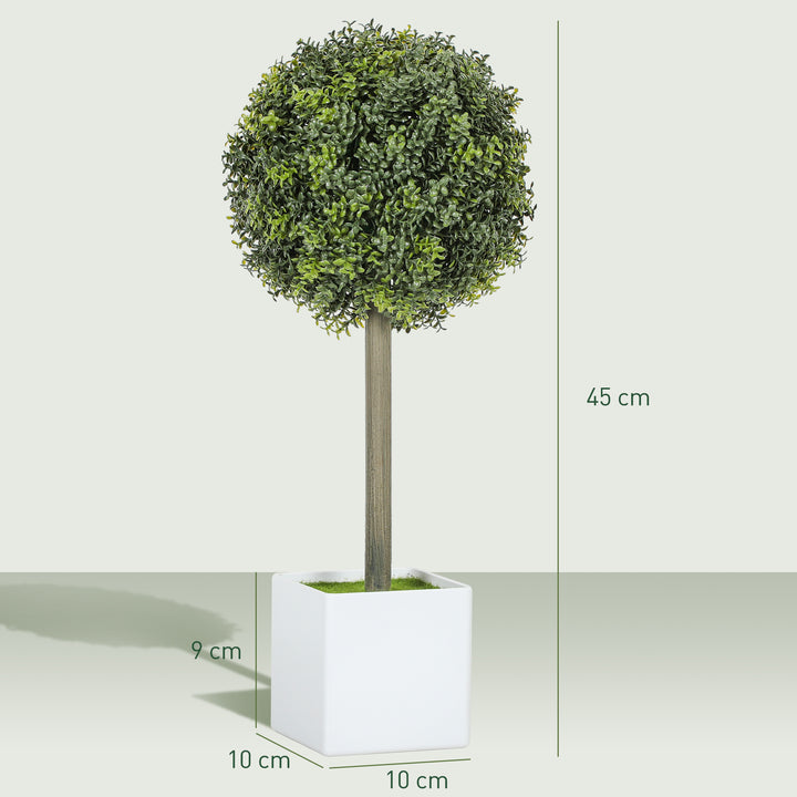 Sæt med 2 kunstige buksbomkugler 45 cm kunstig plante, kunstige plastikplanter i potte
