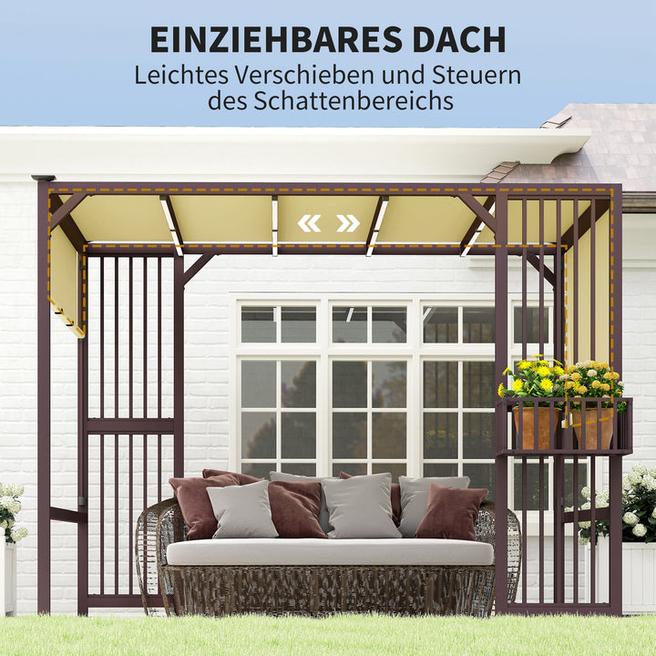 Pergola pavilion 3x2,5m uv 30+ stabil vinterbestandig solbeskyttelse med justerbart skydetag mørkebrun