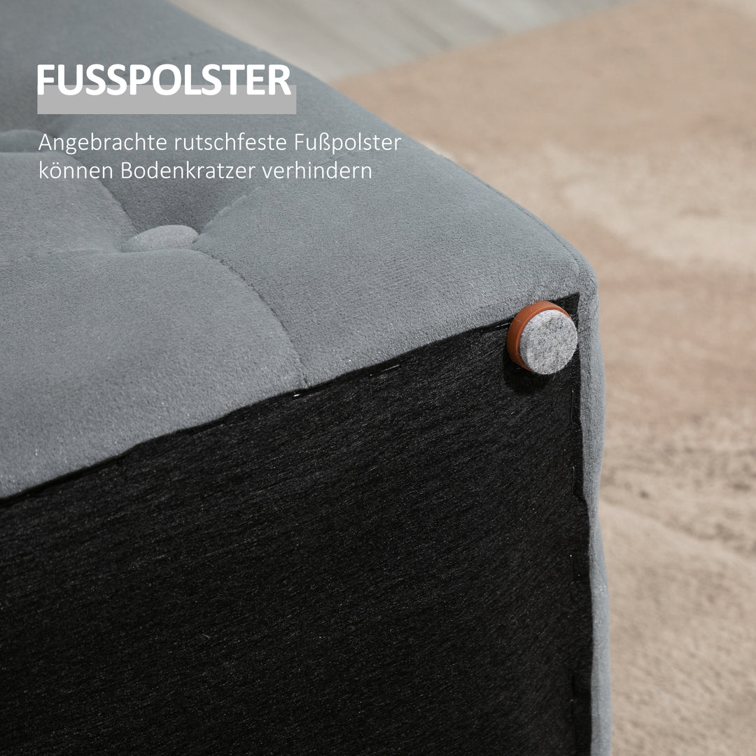 3-Delt opbevaringssæt, 2 x puffer, polstret kommode, fodskammel, opbevaringsboks, fodstøtte, lasteevne op til 130 kg, mikrofiberstof, skum, 75 x 40 x 42 cm, lysegrå