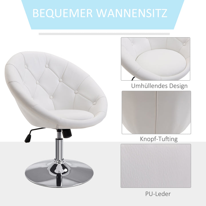 Arbejdsskammel drejeskammel kontorstol forkromet højdejusterbar, kunstlæder + stål, sort/hvid, 71x59x78-90cm (hvid)