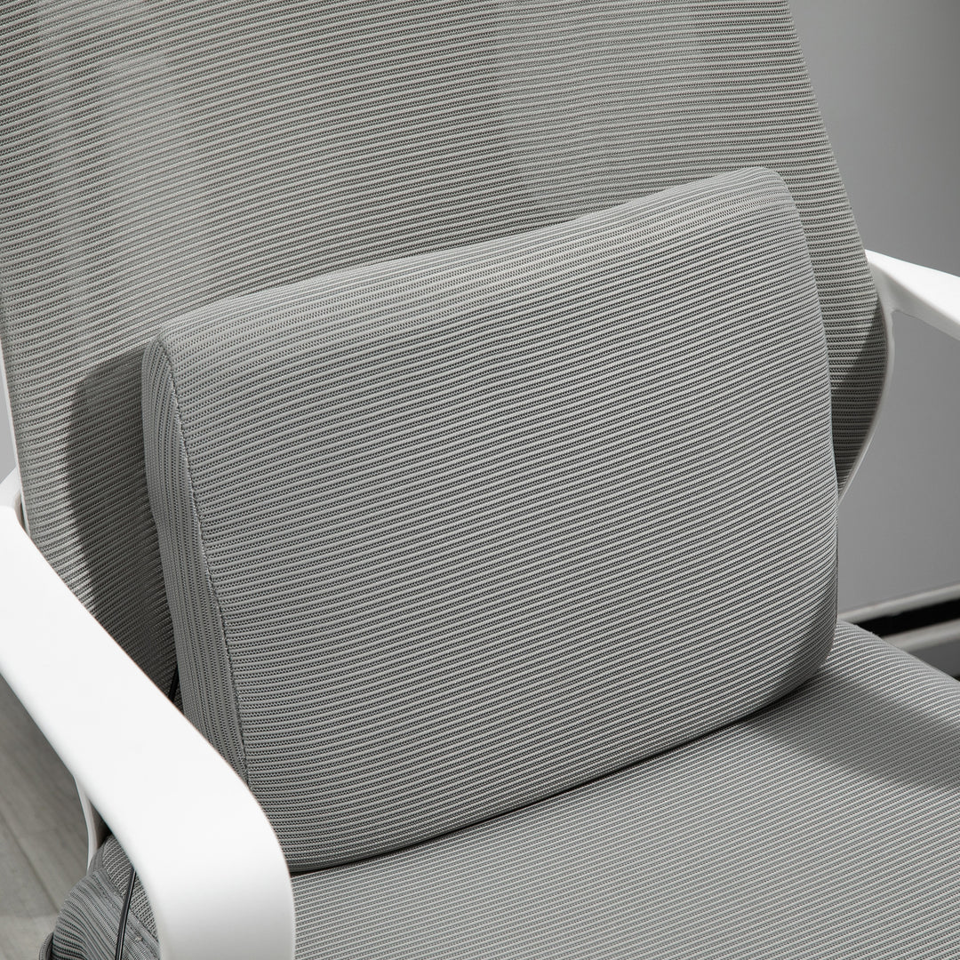 Kontorstol, højdejusterbar drejestol, massagestol, ergonomisk lederstol med massagefunktion, spillestol, nylon, grå, 62 x 60 x 114-122 cm
