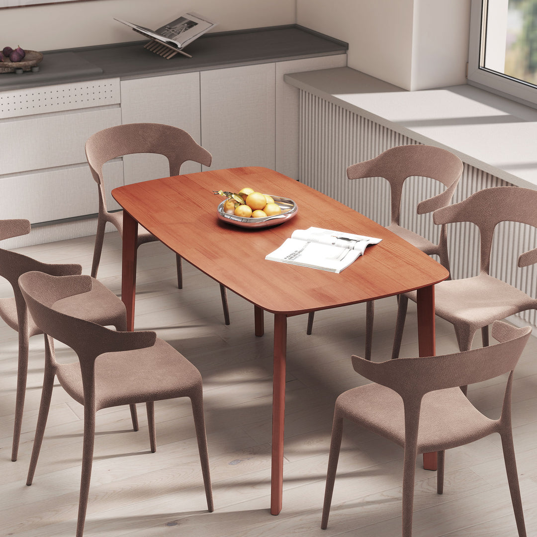 Spisebord, landlig stil, lakeret overflade, træ, 150 x 80 cm, brun