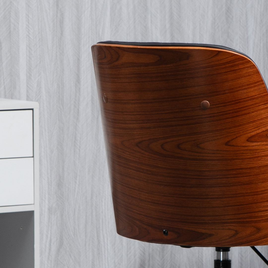 Kontorstol, skrivebordsstol, drejestol, hjemmekontorstol, højdejusterbar, ergonomisk, 360° drejelige hjul, pu-skum, sort, 48,5 x 54,5 x 81-87 cm