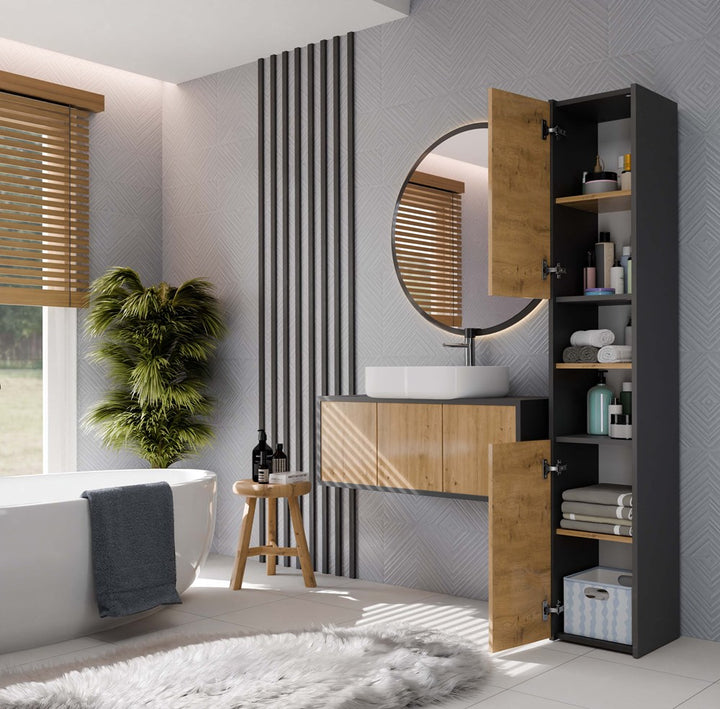 Moderne badeværelsesskab, Dybde: 30 cm  Bredde: 30 cm  Højde: 170 cm