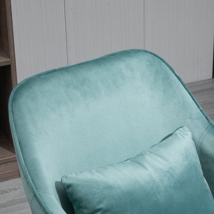 Massagekontorstol i fløjlslook, lændehynde med vibrationsmassage, op til 115 kg, usb-trinposition, højdejusterbar, 57b x 70d x 78-86h cm, grøn