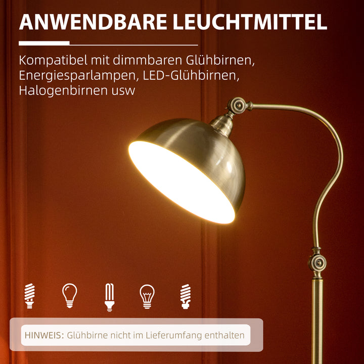Vintage gulvlampe med justerbar vinkel, messingfinish, 42 cm x 25,5 cm x 152 cm, bronze