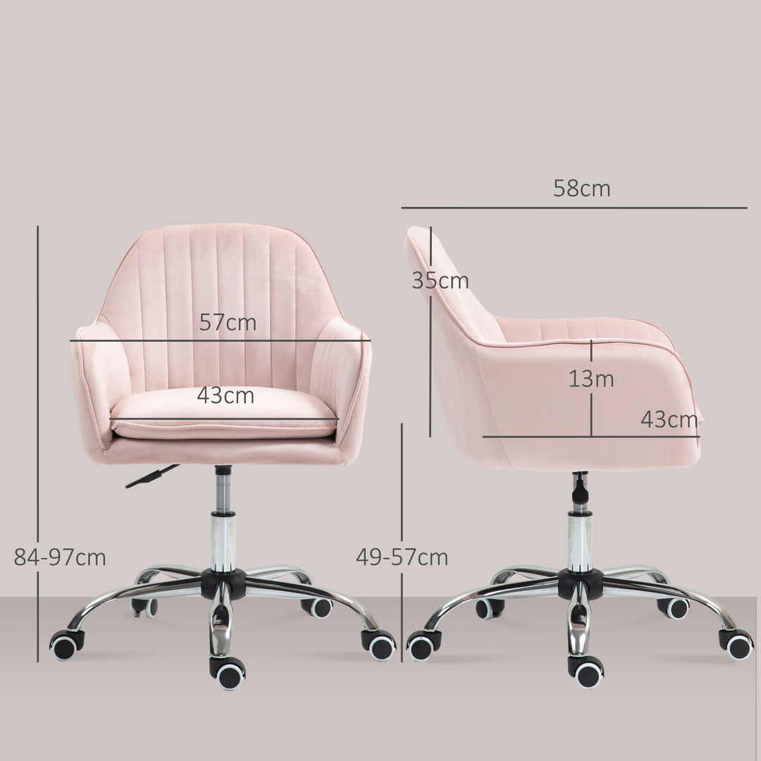Skrivebordsstol højdejusterbar kontorstol drejelig hjemmekontorstol med ryg og armlæn pink