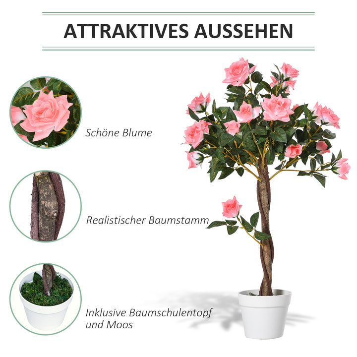Kunstigt træ i solen, kunstig plante i cementpotte, kunstig plante