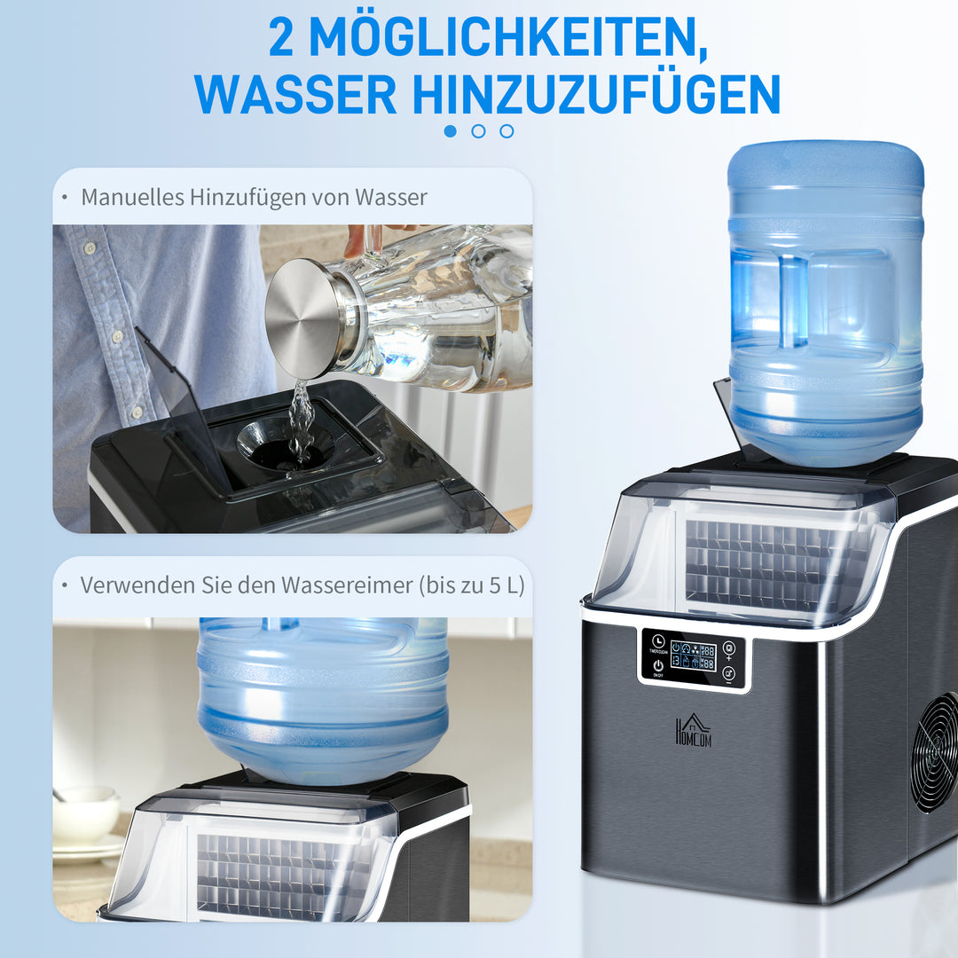Isterningmaskine, isterningdispenser, ismaskine, 20 kg/24 timer, 2,3 l isterningmaskine med 3,2 l vandtank, sort