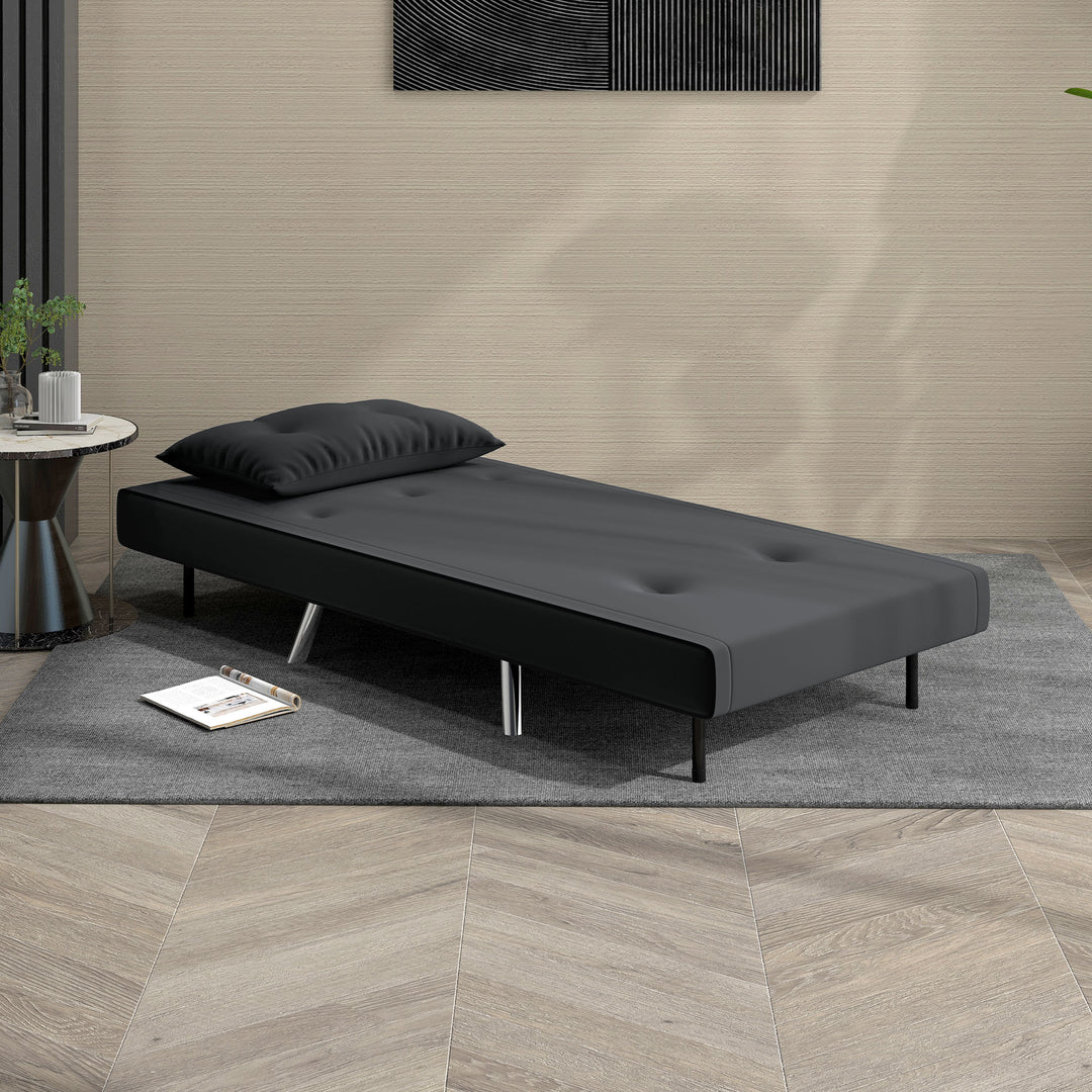 Lænestol med lænefunktion, knapsyninger, linnedlook, 77 cm x 88 cm x 83 cm, sort