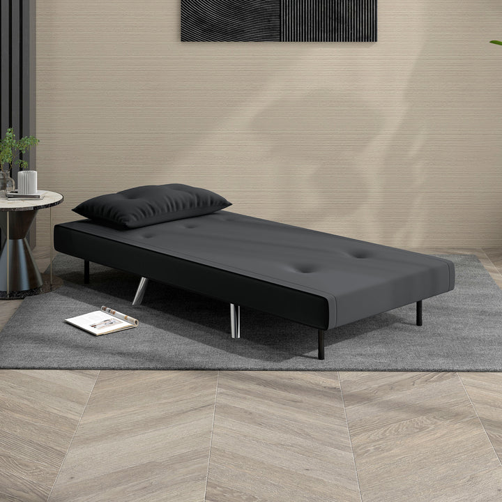 Lænestol med lænefunktion, knapsyninger, linnedlook, 77 cm x 88 cm x 83 cm, sort