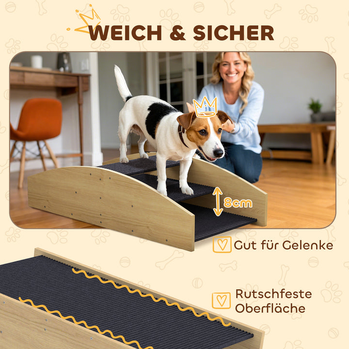 Agility hundegynge, 2-i-1 vippe og trappe, skridsikker, grantræ, 80 x 39,5 cm