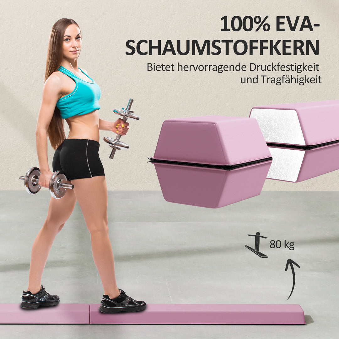 Balancebom 2,4 m, foldbar, skridsikker bund, til 3+ år, op til 80 kg, pink