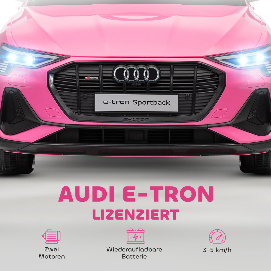 Elektrisk børnebil 12V elbil Audi E-tron elbil med fjernbetjening, sikkerhedssele, til 3-5 år