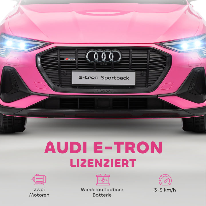 Elektrisk børnebil 12V elbil Audi E-tron elbil med fjernbetjening, sikkerhedssele, til 3-5 år