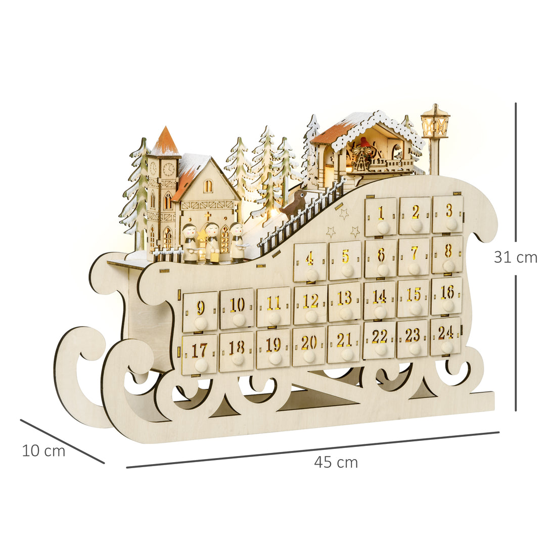 Adventskalender til at fylde med 24 skuffer, LED-lys, kaneform, gør-det-selv julekalender, nedtællingskalender til jul, gave til børn og voksne