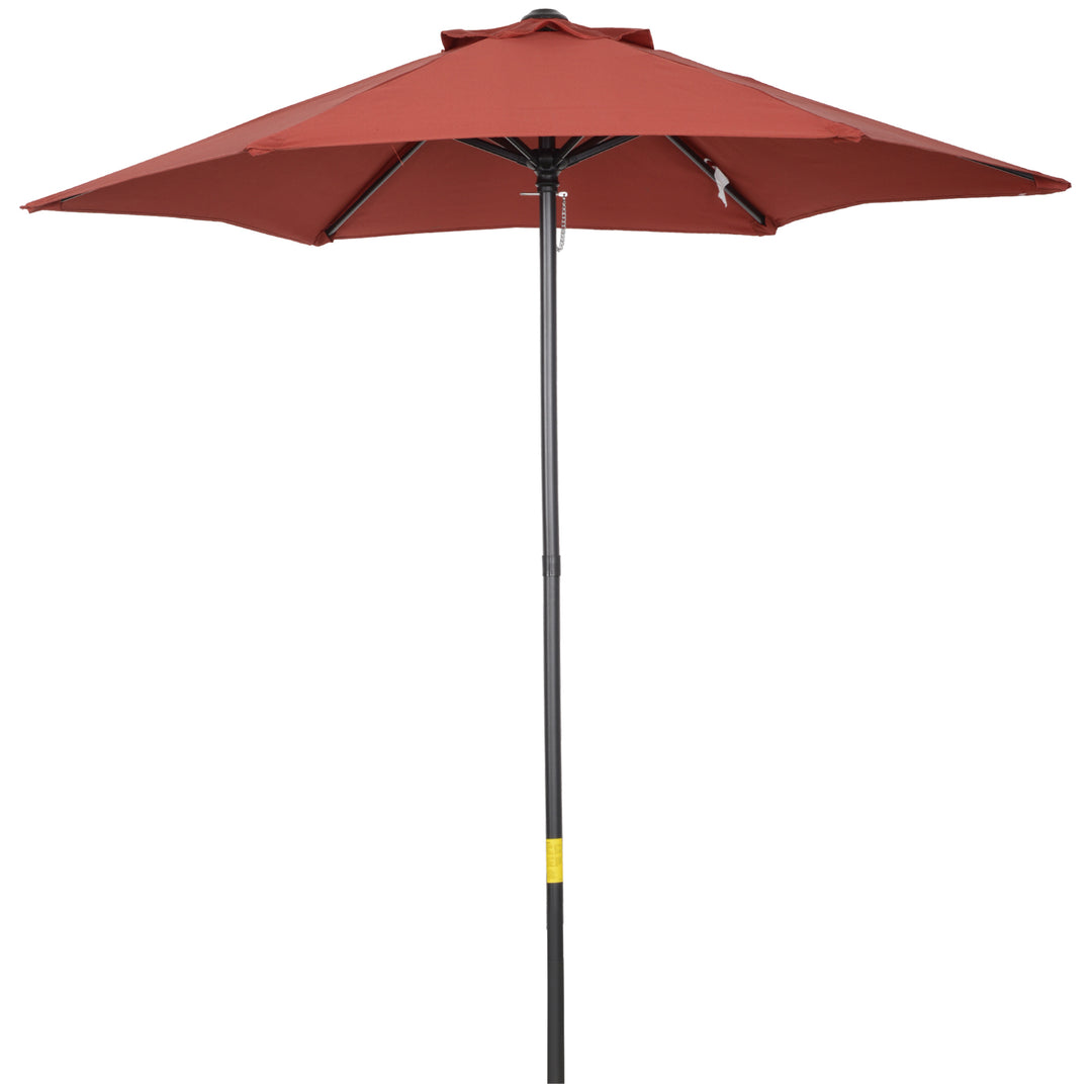 Parasol Ø196 cm, sekskantet balkonparasol til strand, balkon, have, vinrød